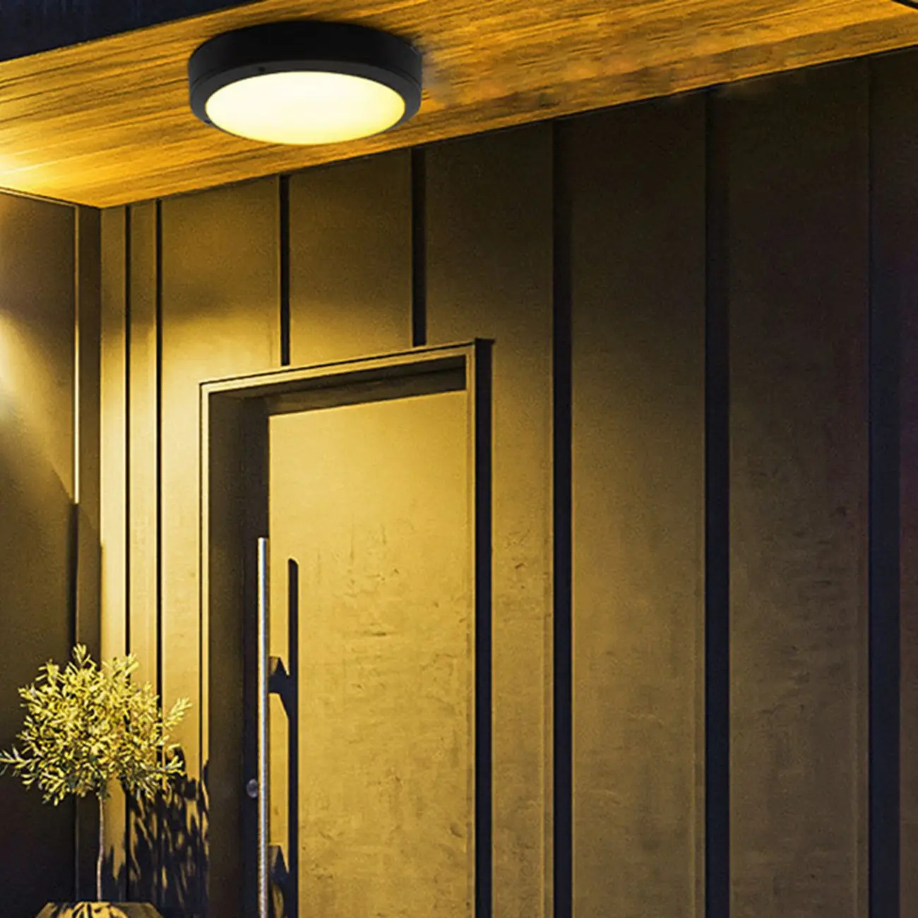 Outdoor Industrial Dimmable LED Flush Mount Ceiling Light | homeyfad