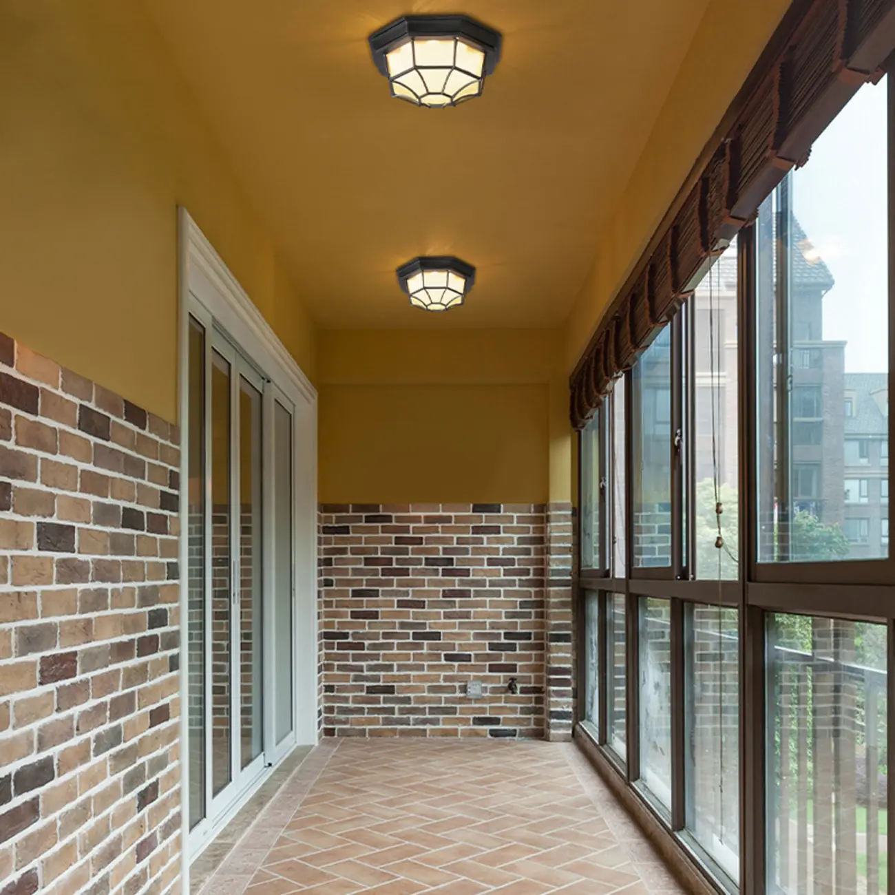 Outdoor Industrial Dimmable LED Flush Mount Ceiling Light | homeyfad