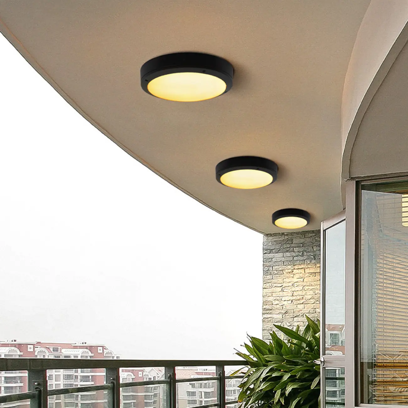 Outdoor Industrial Dimmable LED Flush Mount Ceiling Light | homeyfad