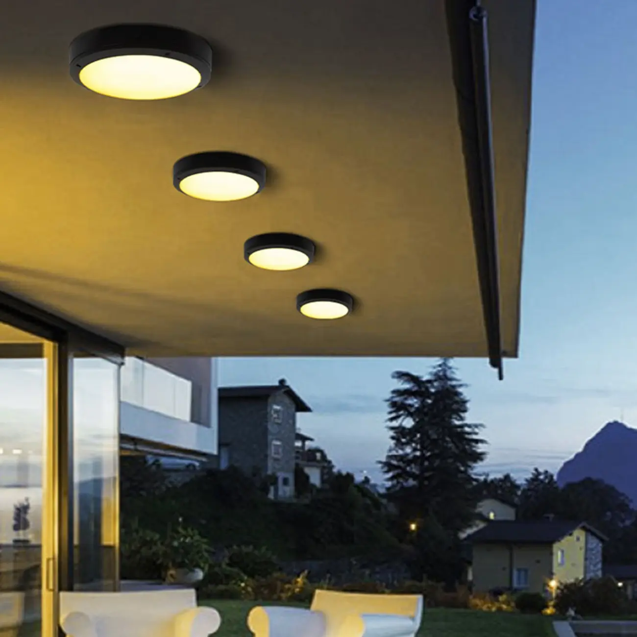 Outdoor Industrial Dimmable LED Flush Mount Ceiling Light | homeyfad