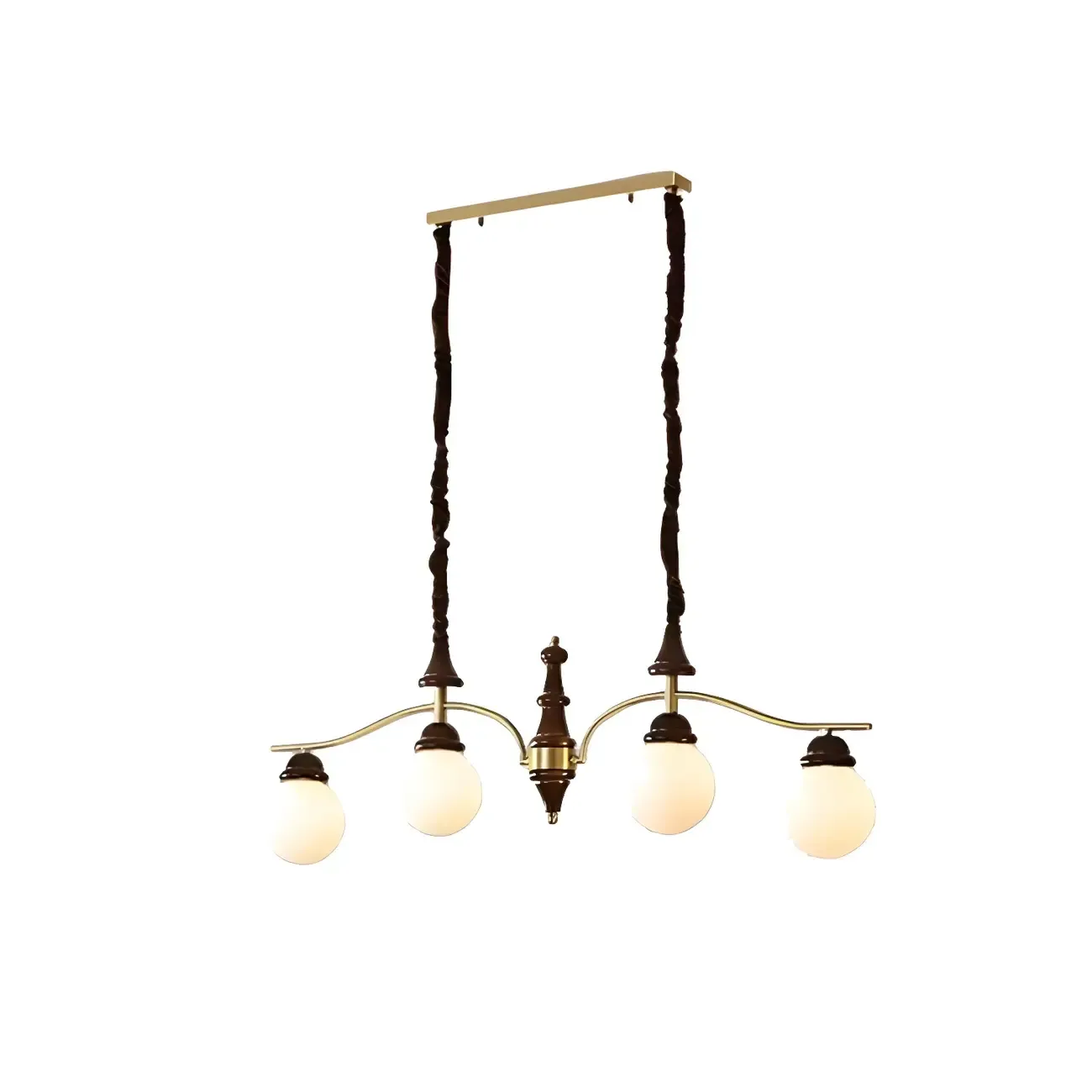 Kitchen Modern Brown Glass Globe Island Pendant Light Image - 7