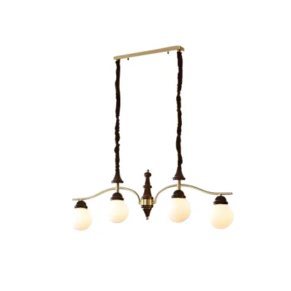 Kitchen Modern Brown Glass Globe Island Pendant Light Image - 7