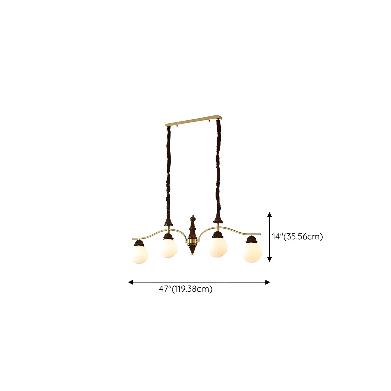 Kitchen Modern Brown Glass Globe Island Pendant Light #size