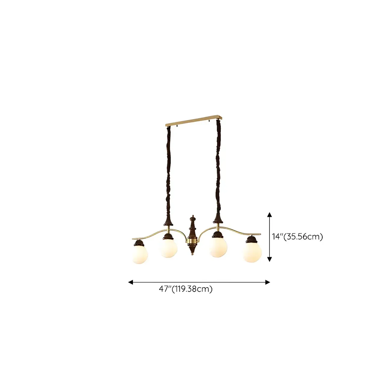 Kitchen Modern Brown Glass Globe Island Pendant Light #size