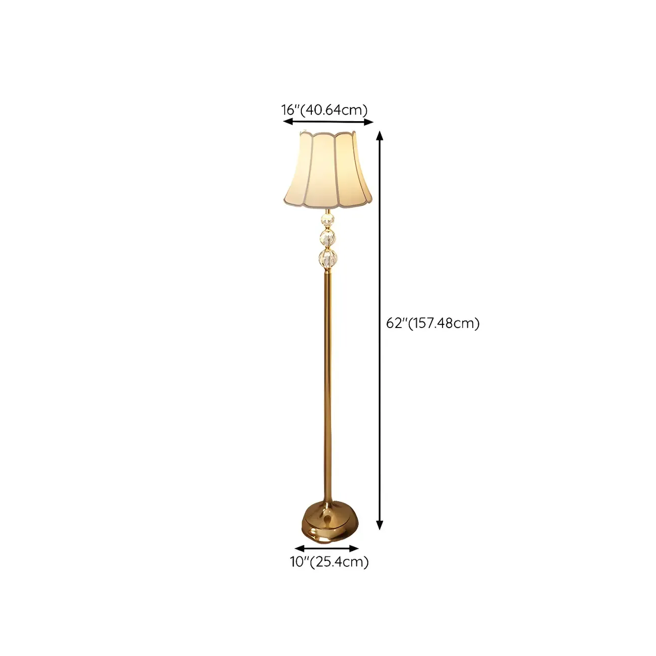 Modern Gold Floor Lamp with Flower Shade and Shelf Image - 15