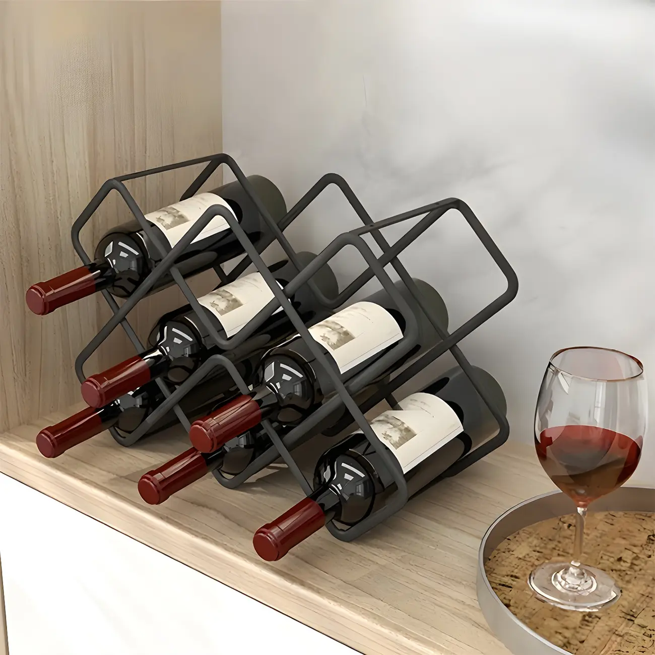Tabletop Gold Metal Stackable Wine Bottle Rack Image - 3 | homeyfad
