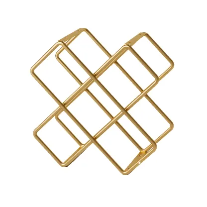 Tabletop Gold Metal Stackable Wine Bottle Rack Image - 5