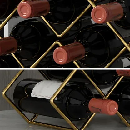 Tabletop Gold Metal Stackable Wine Bottle Rack Image - 6