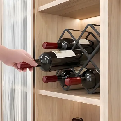 Tabletop Gold Metal Stackable Wine Bottle Rack Image - 7