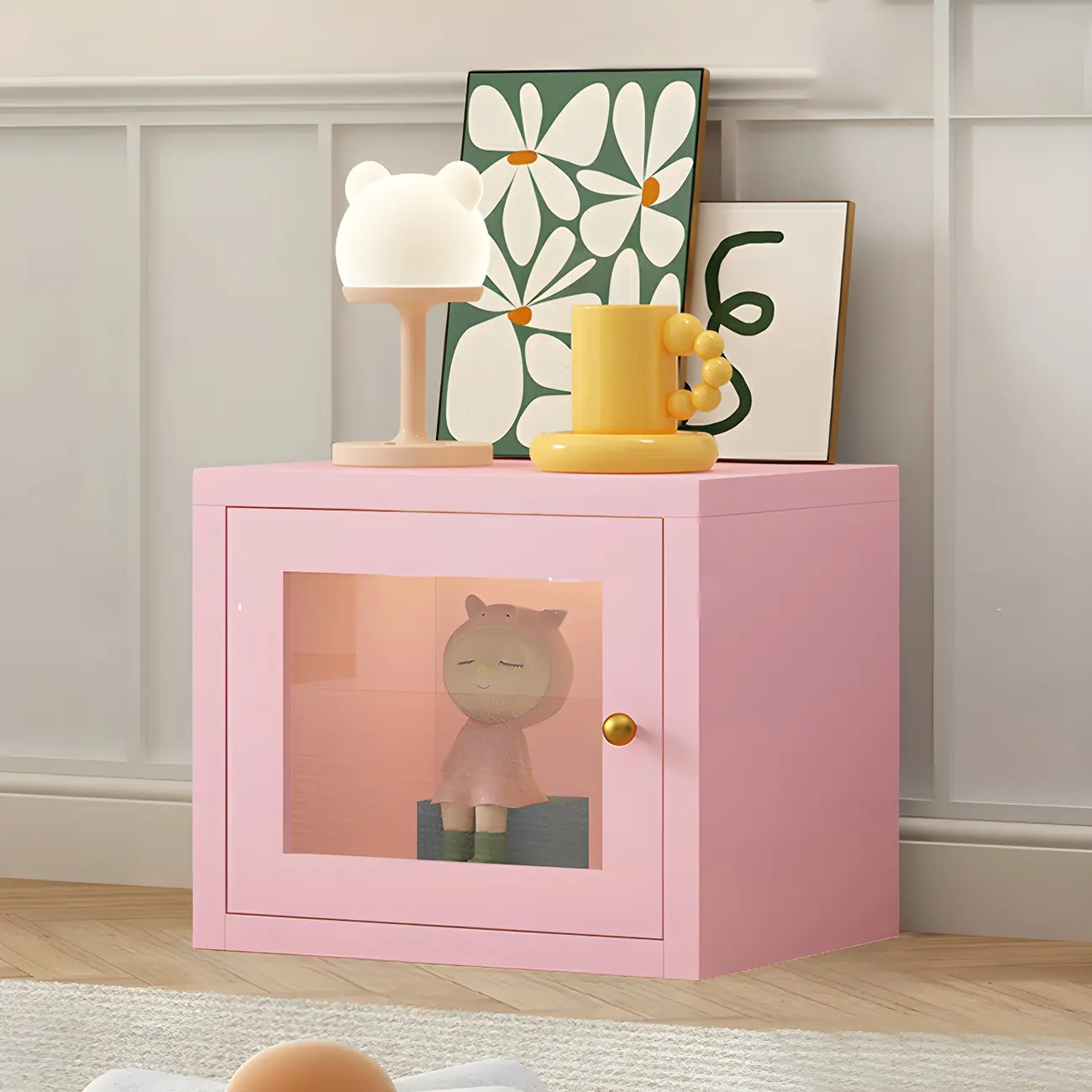 Modern Metal White Stackable Display Cabinet with Glass Door Image - 8 | homeyfad