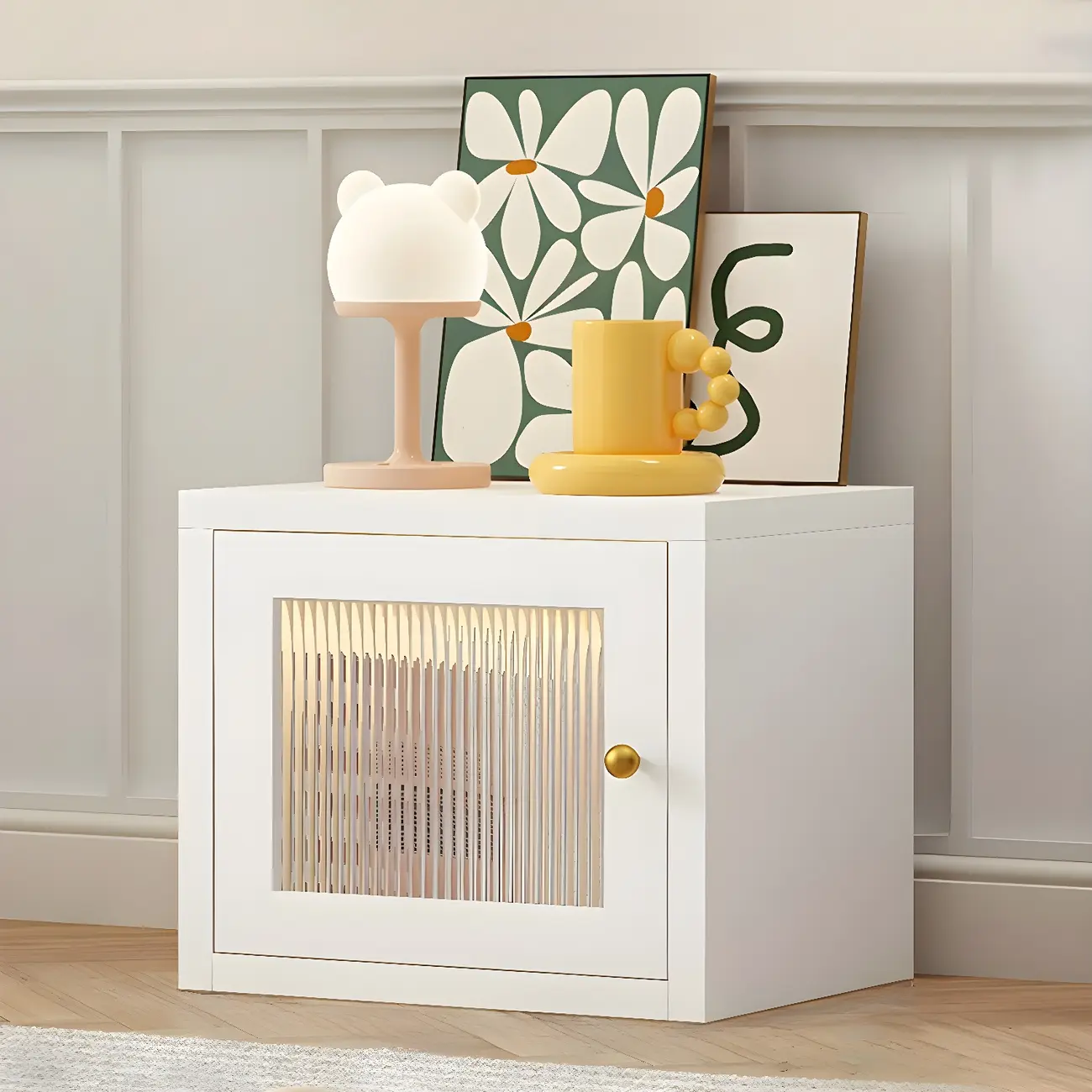 Modern Metal White Stackable Display Cabinet with Glass Door Image - 10 | homeyfad