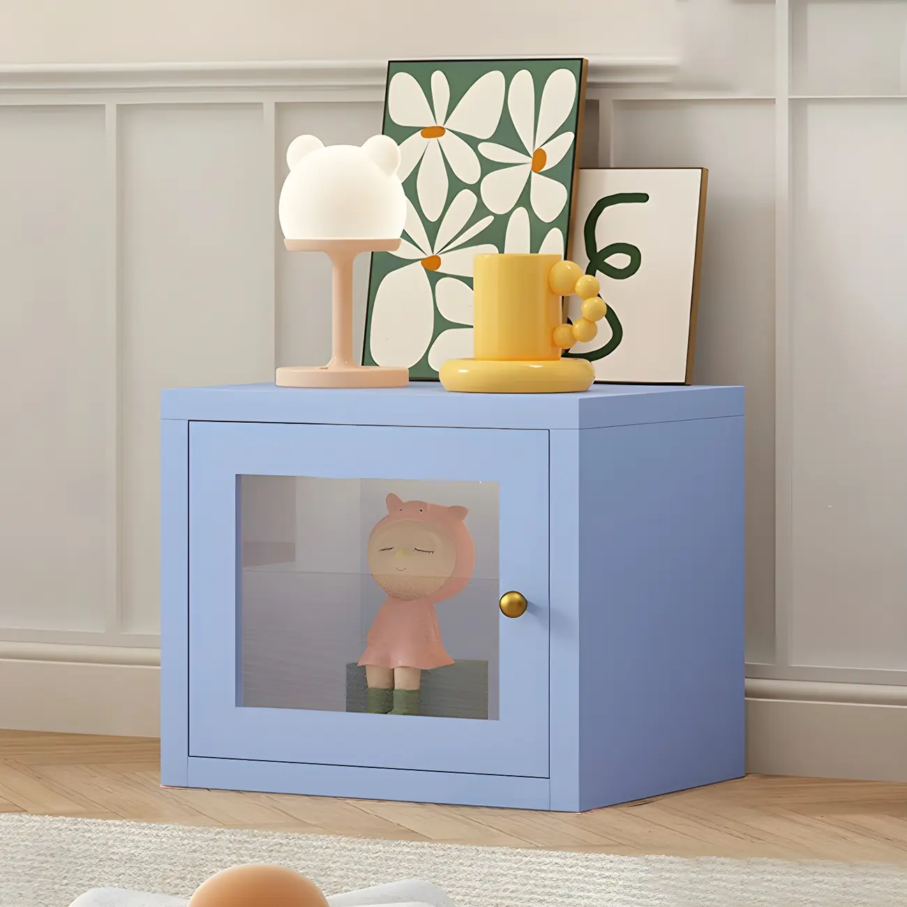 Modern Metal White Stackable Display Cabinet with Glass Door Image - 18 | homeyfad