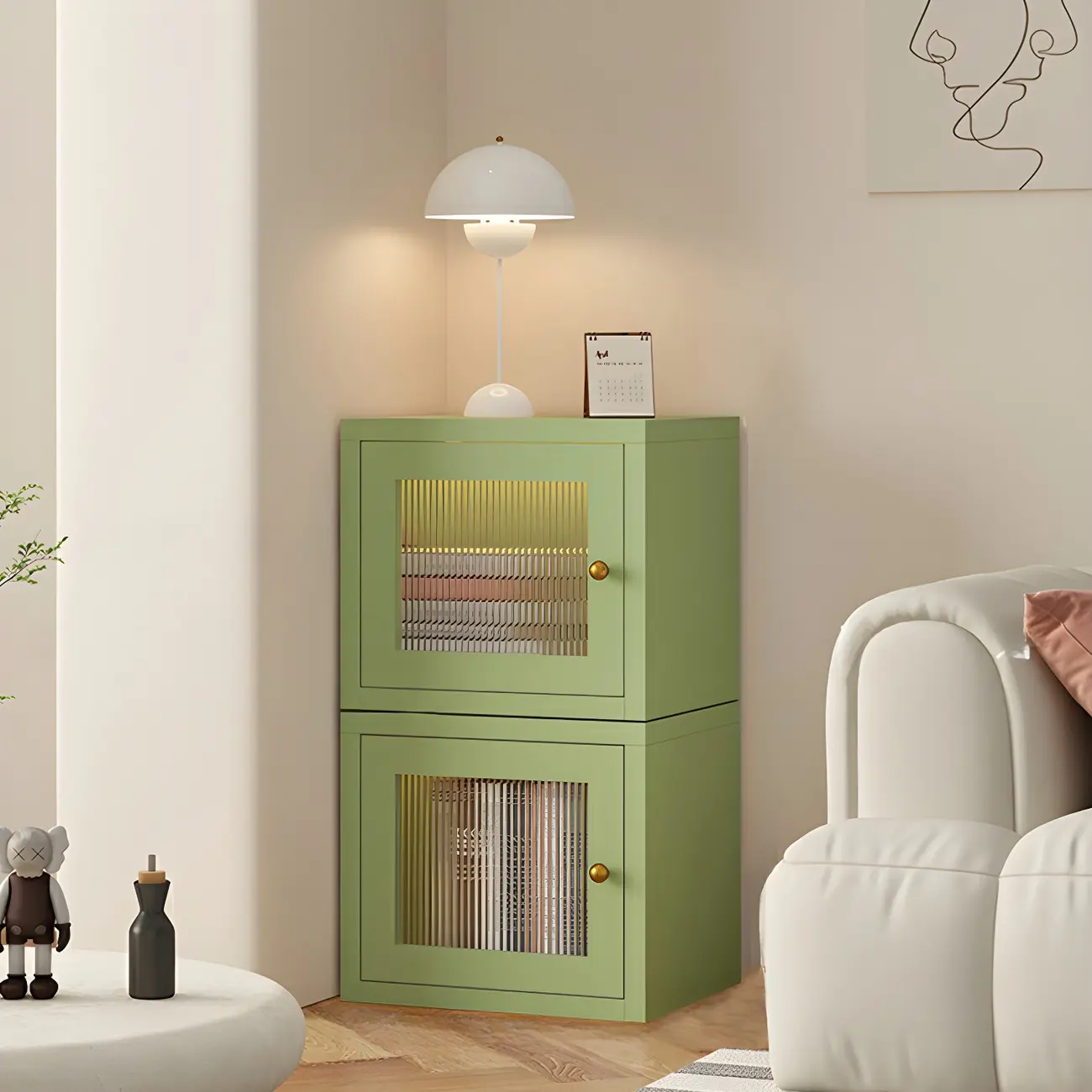 Modern Metal White Stackable Display Cabinet with Glass Door Image - 31 | homeyfad