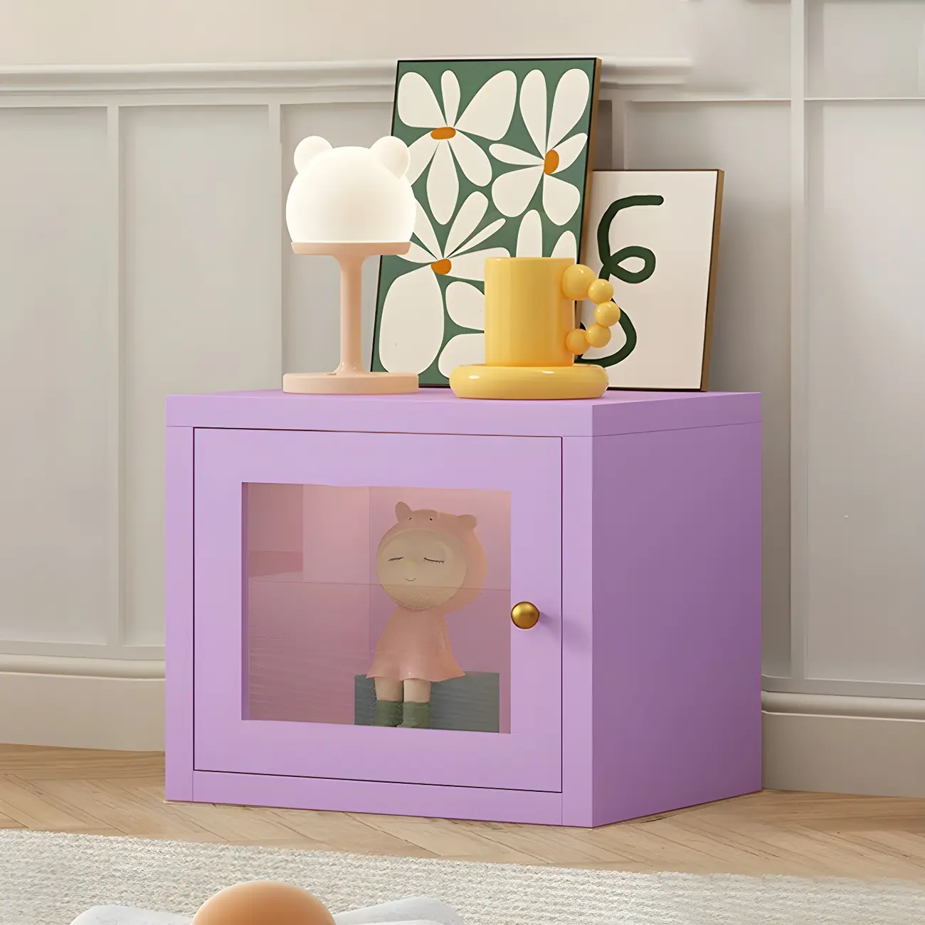 Modern Metal White Stackable Display Cabinet with Glass Door Image - 34 | homeyfad