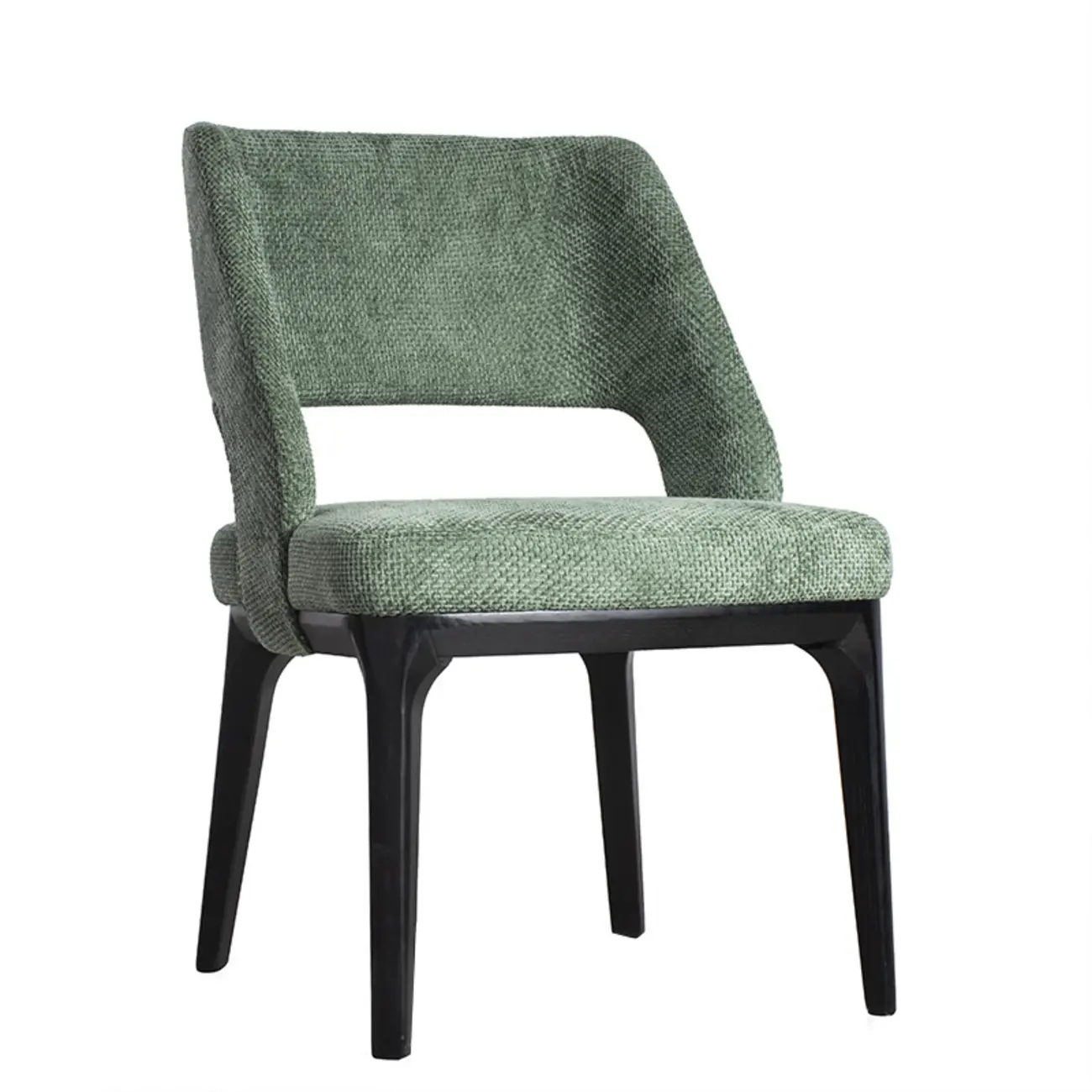 Modern Green Cotton Linen Upholstered Dining Chair Image - 3 | homeyfad