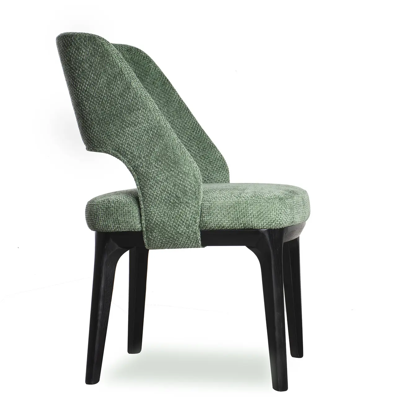 Modern Green Cotton Linen Upholstered Dining Chair Image - 8 | homeyfad
