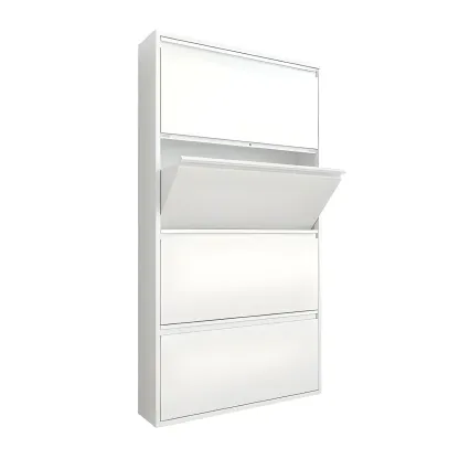 Grey/White Metal Wall Mounted Shoe Storage Cabinet Image - 2