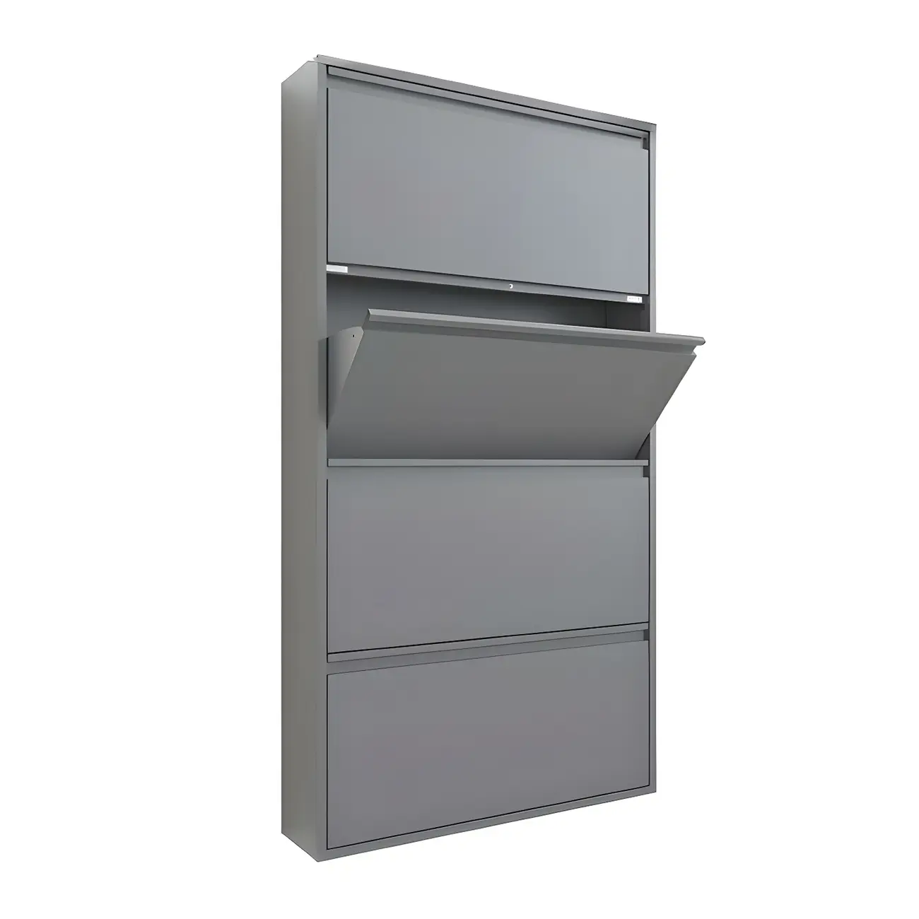 Grey/White Metal Wall Mounted Shoe Storage Cabinet Image - 3 | homeyfad