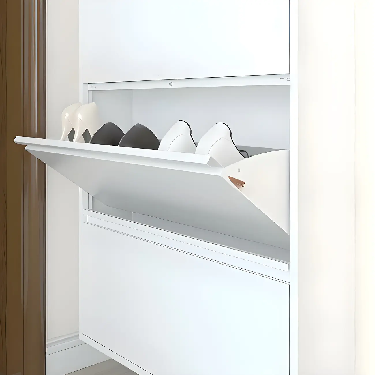 Grey/White Metal Wall Mounted Shoe Storage Cabinet Image - 8 | homeyfad