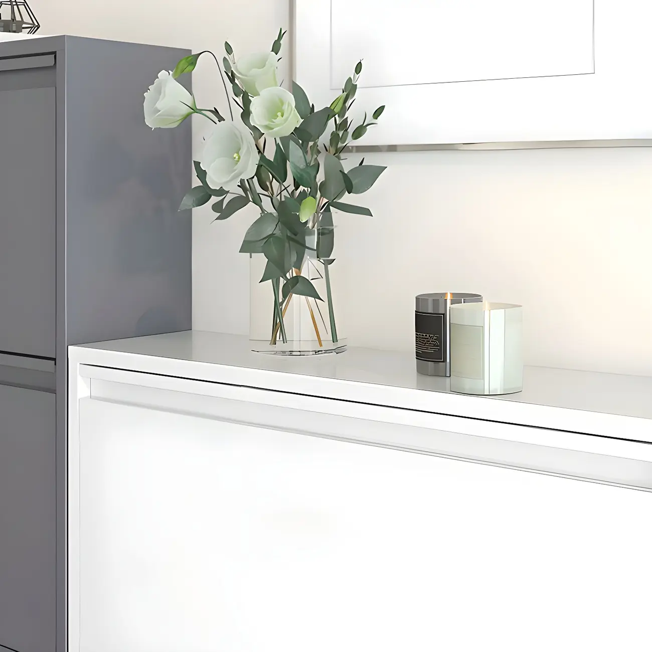 Grey/White Metal Wall Mounted Shoe Storage Cabinet Image - 9 | homeyfad