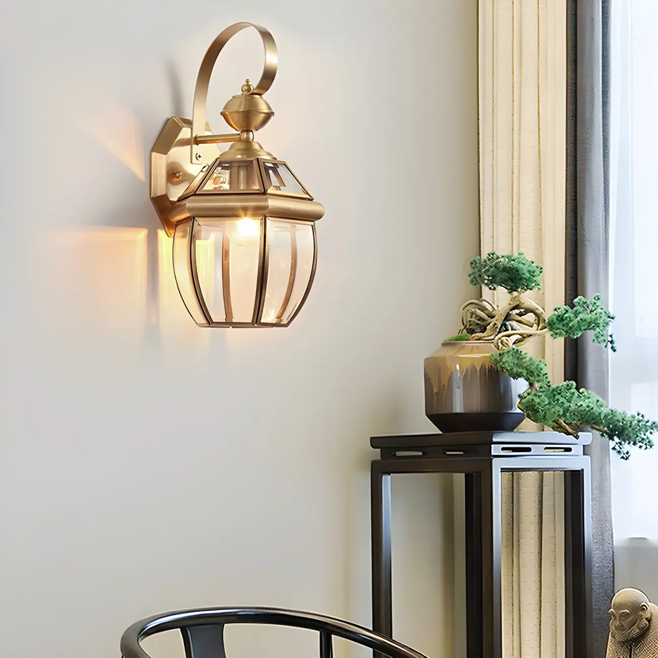Transparent Gold Glass LED Wall Sconce with Metal Frame | homeyfad