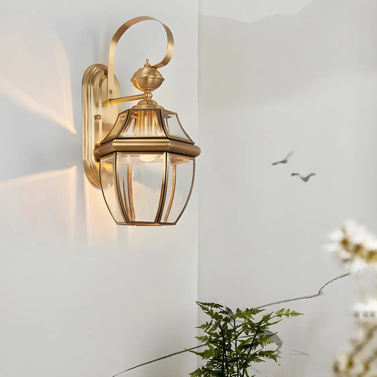 Transparent Gold Glass LED Wall Sconce with Metal Frame | homeyfad