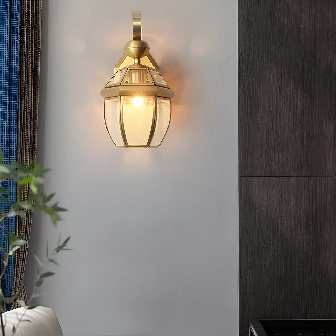 Transparent Gold Glass LED Wall Sconce with Metal Frame | homeyfad