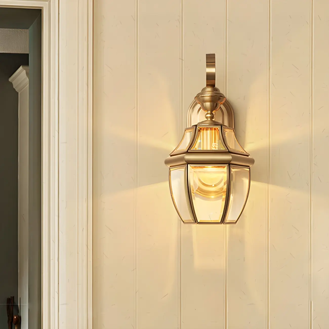 Transparent Gold Glass LED Wall Sconce with Metal Frame | homeyfad