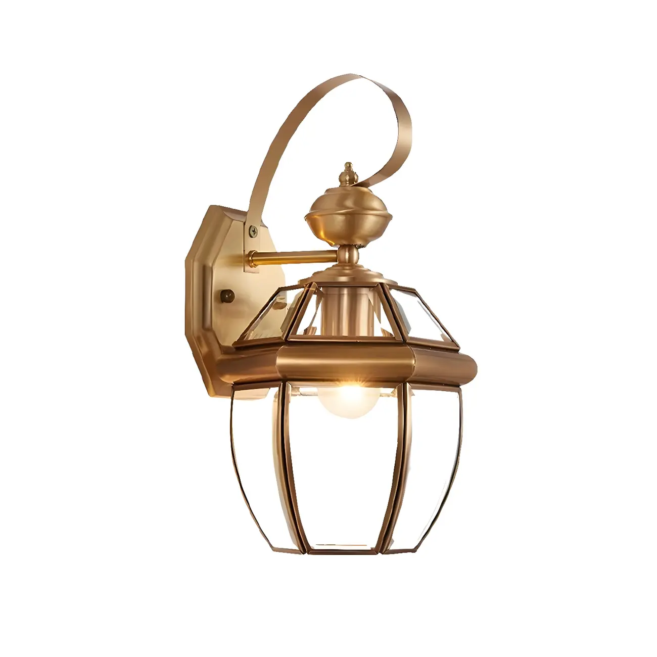 Transparent Gold Glass LED Wall Sconce with Metal Frame | homeyfad