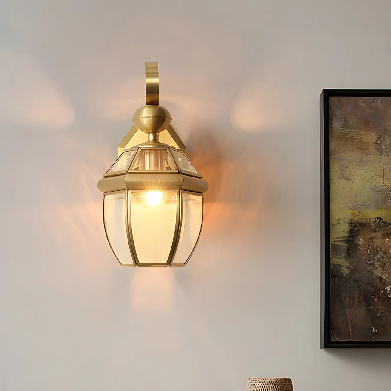 Transparent Gold Glass LED Wall Sconce with Metal Frame | homeyfad