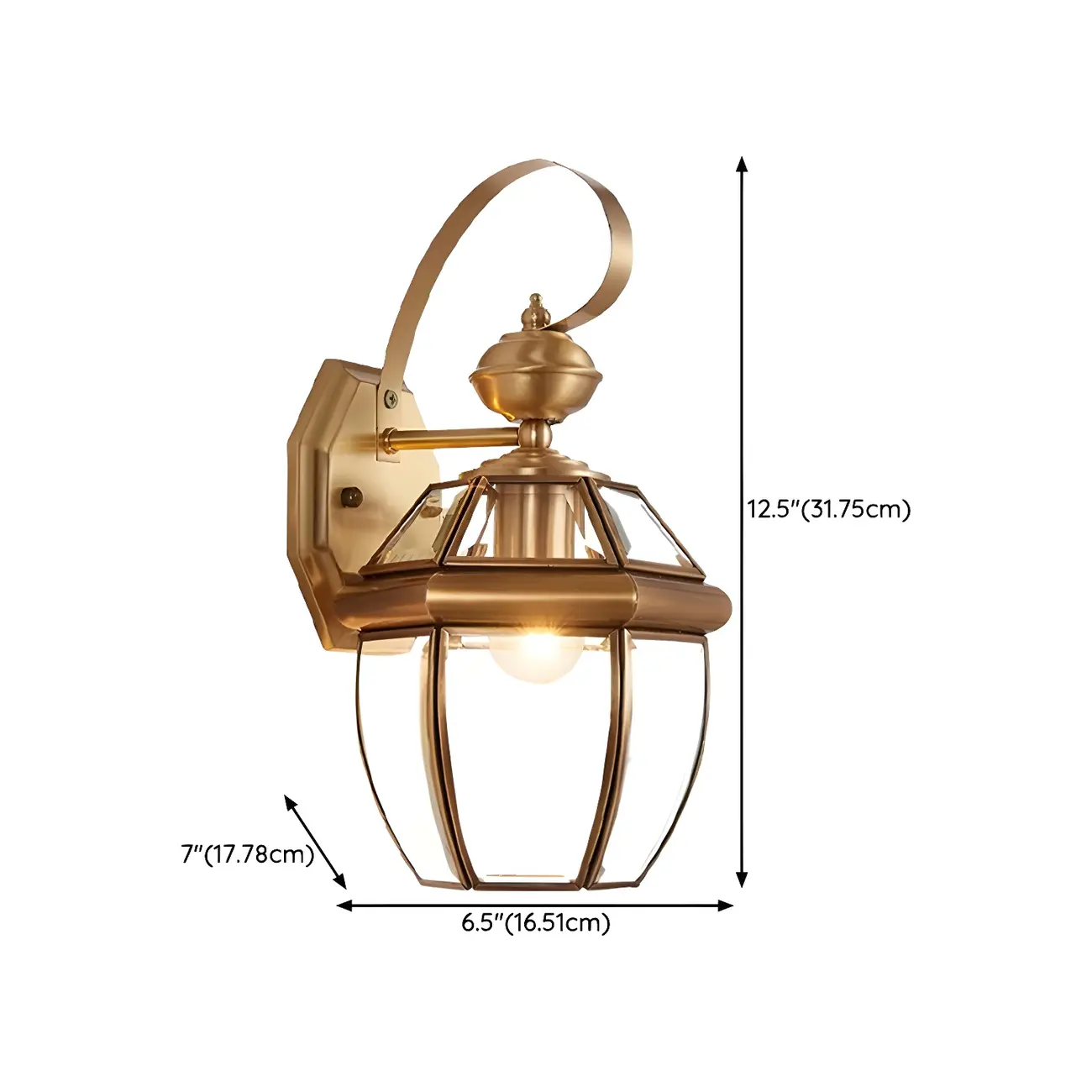 Transparent Gold Glass LED Wall Sconce with Metal Frame | homeyfad