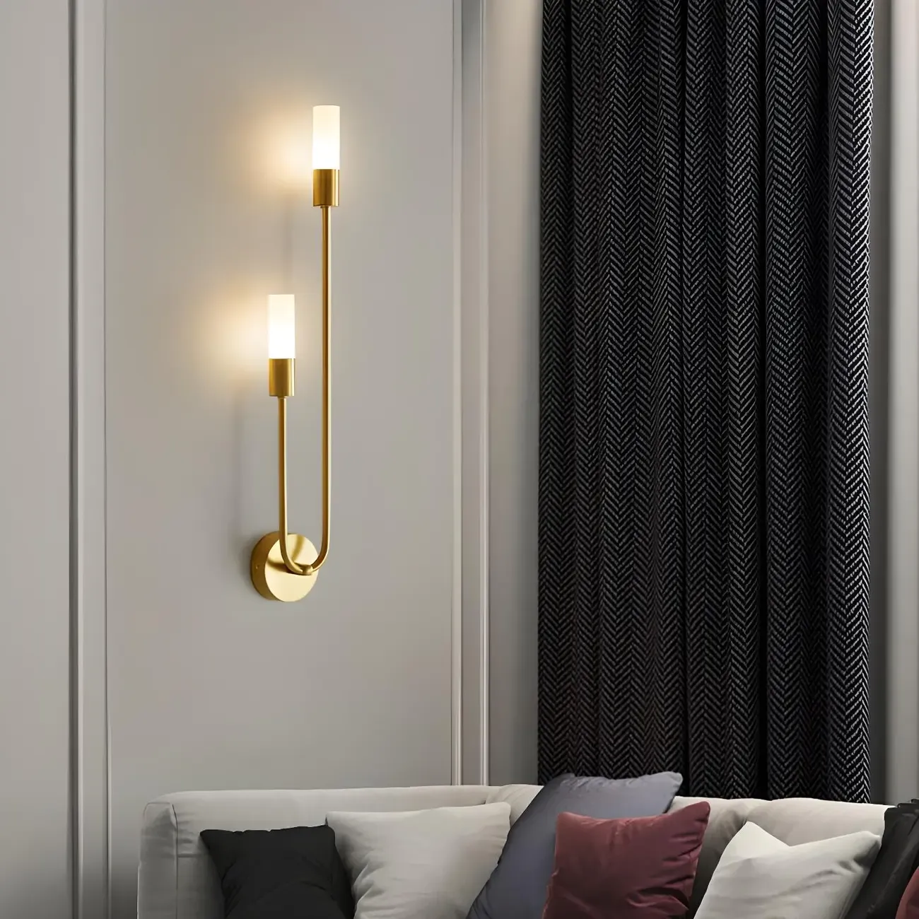 2-Light Modern Cylinder Coppery Wall Sconce for Living Room