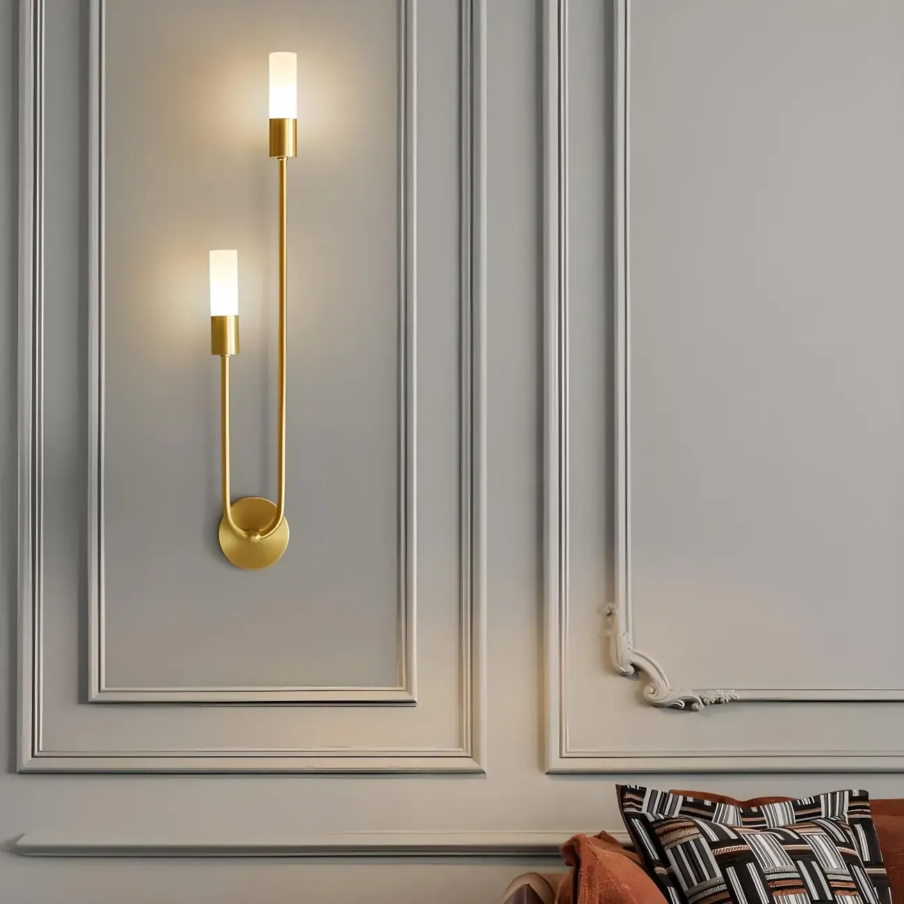 2-Light Modern Cylinder Coppery Wall Sconce for Living Room