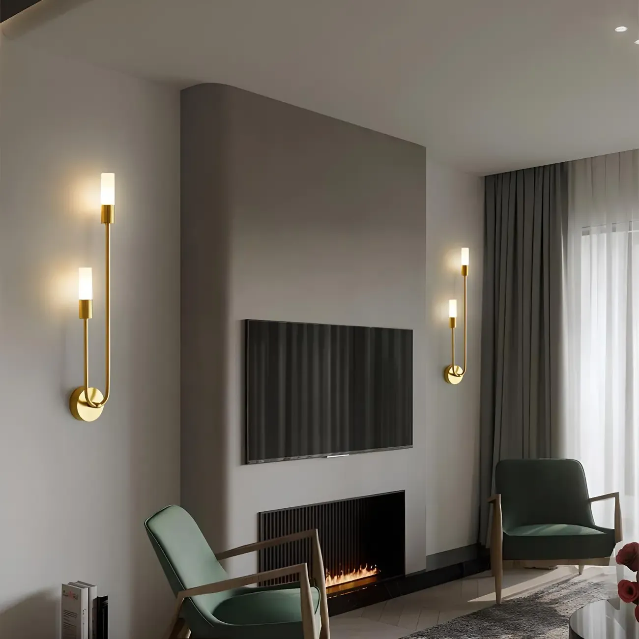 2-Light Modern Cylinder Coppery Wall Sconce for Living Room