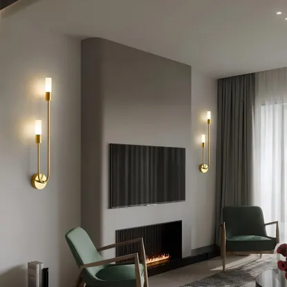 2-Light Modern Cylinder Coppery Wall Sconce for Living Room