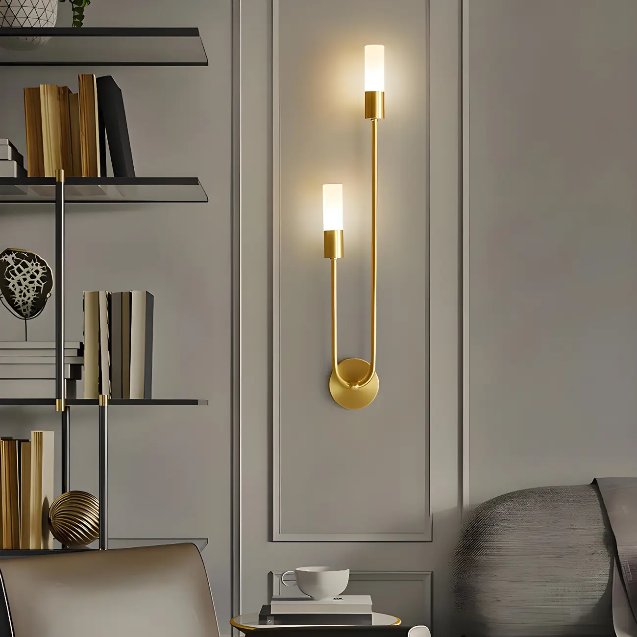 2-Light Modern Cylinder Coppery Wall Sconce for Living Room | homeyfad