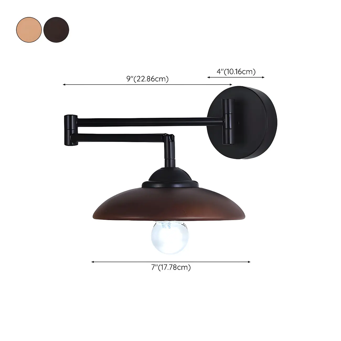 Vintage Walnut Swing Arm Wall Light with Wooden Shade | homeyfad