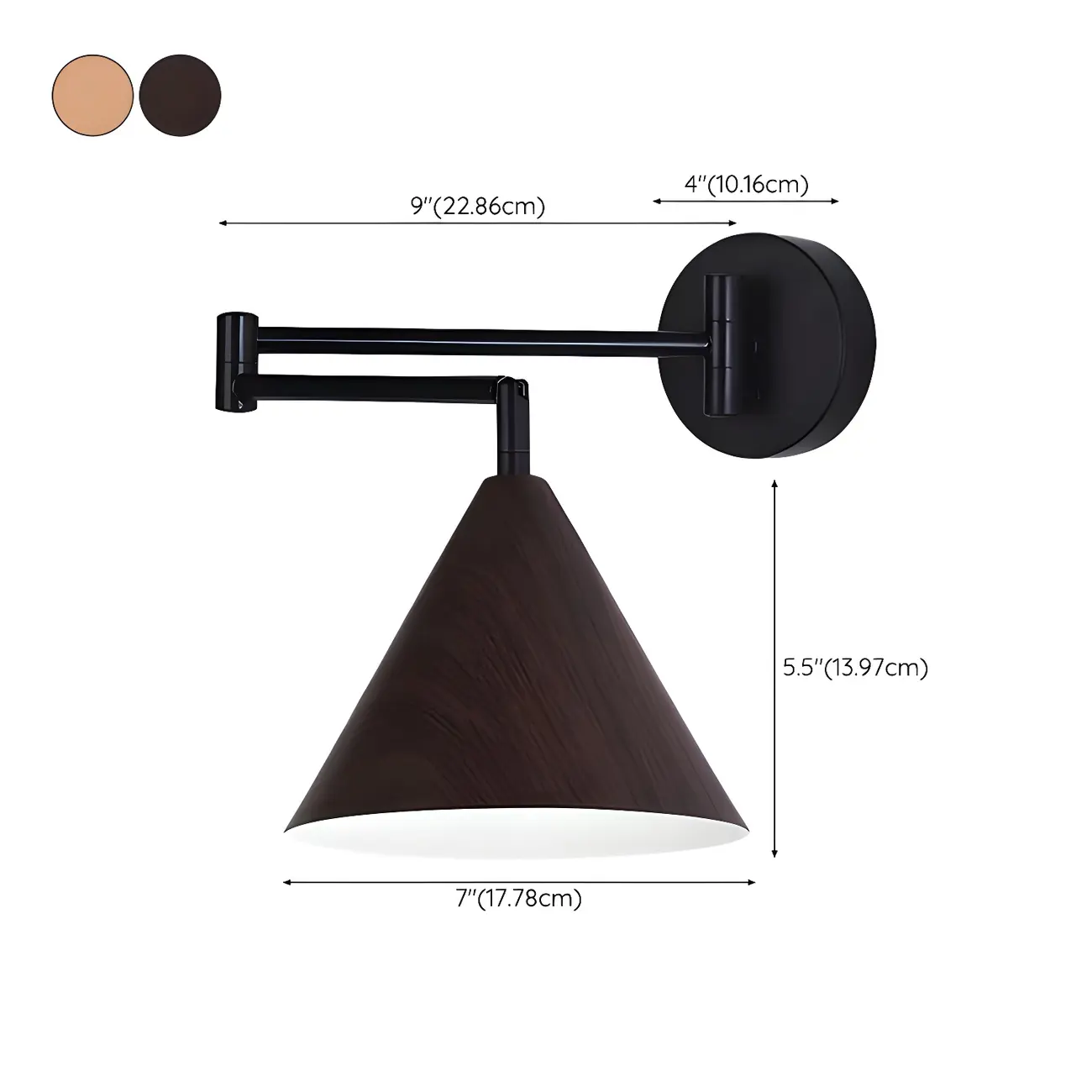 Vintage Walnut Swing Arm Wall Light with Wooden Shade | homeyfad
