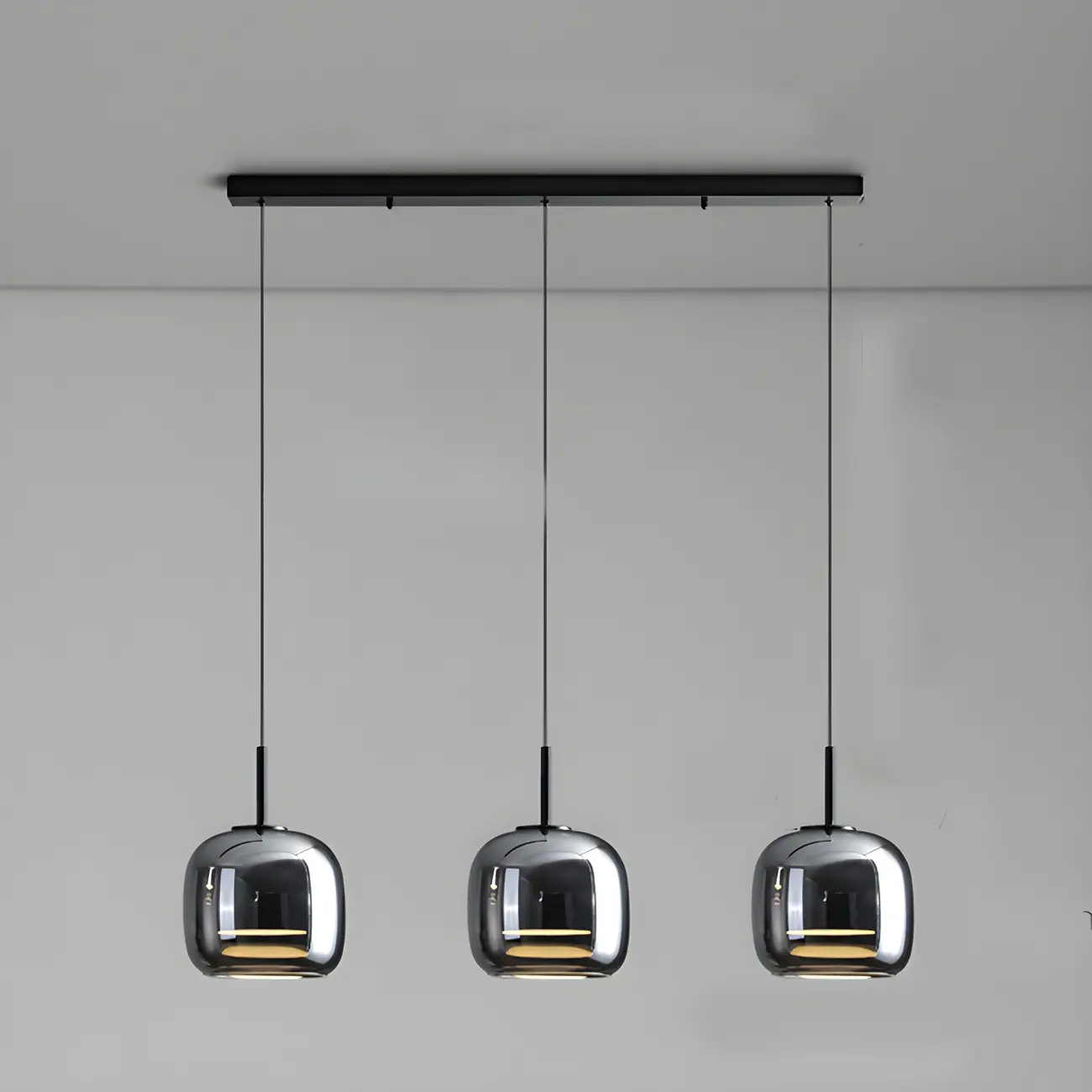 Modern Grey Glass Cylinder LED Island Light Dimmable for Kitchen Image - 1 | homeyfad