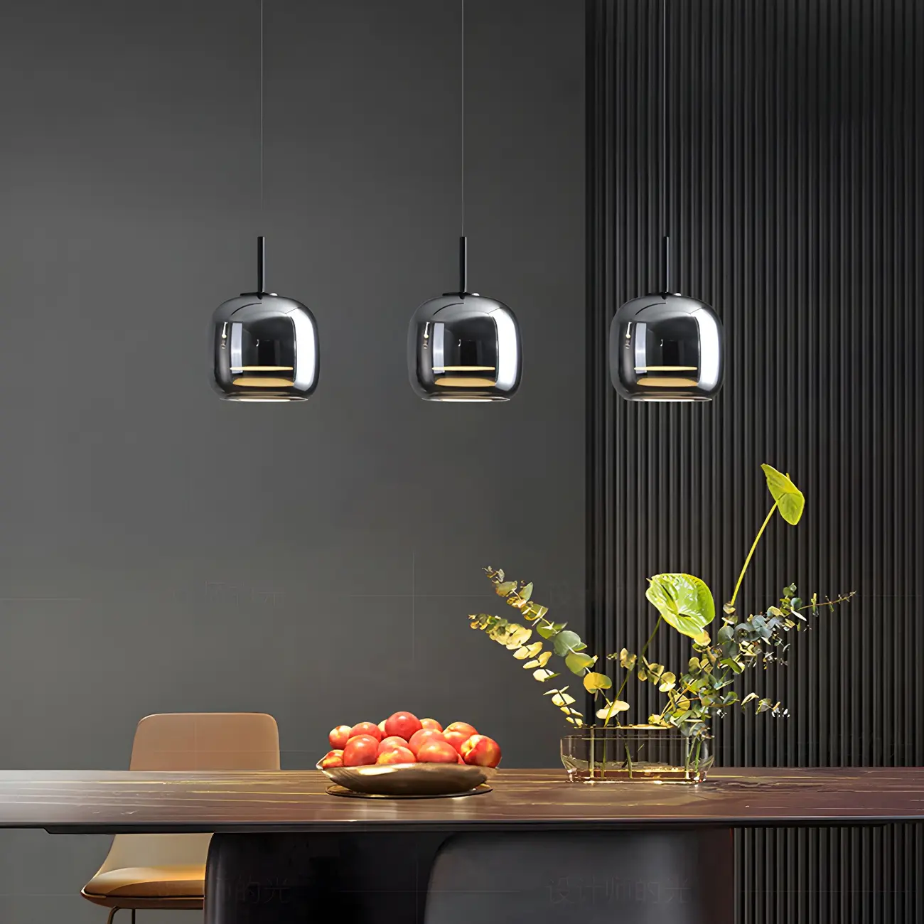 Modern Grey Glass Cylinder LED Island Light Dimmable for Kitchen Image - 3 | homeyfad