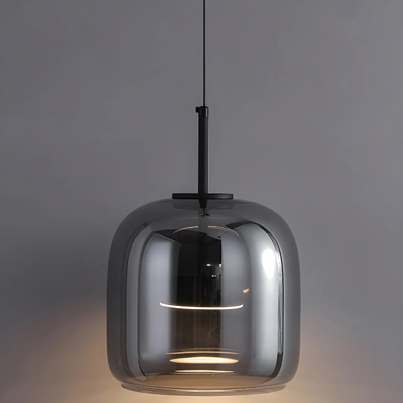 Modern Grey Glass Cylinder LED Island Light Dimmable for Kitchen Image - 5 | homeyfad