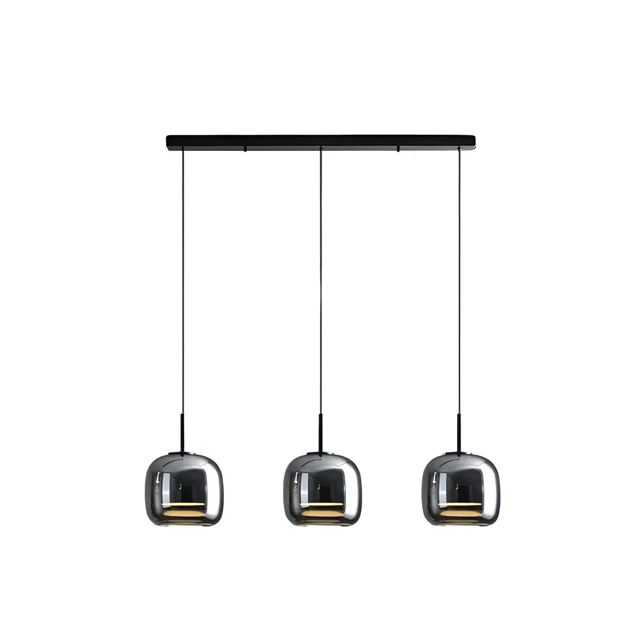 Modern Grey Glass Cylinder LED Island Light Dimmable for Kitchen Image - 6