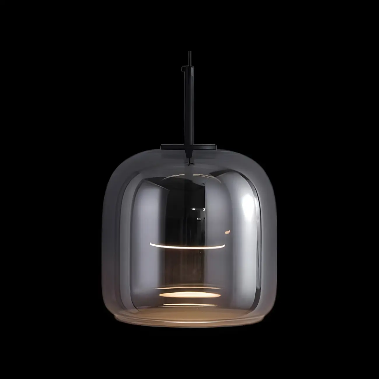 Modern Grey Glass Cylinder LED Island Light Dimmable for Kitchen Image - 8 | homeyfad