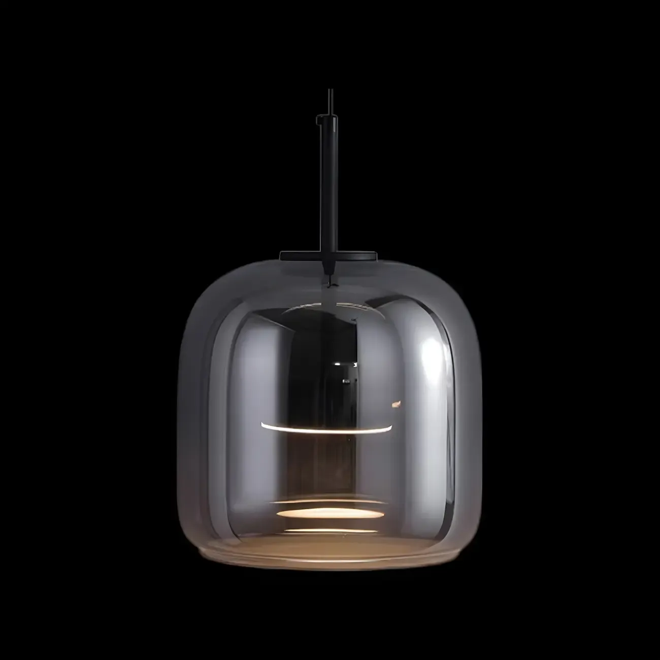 Modern Grey Glass Cylinder LED Island Light Dimmable for Kitchen Image - 8