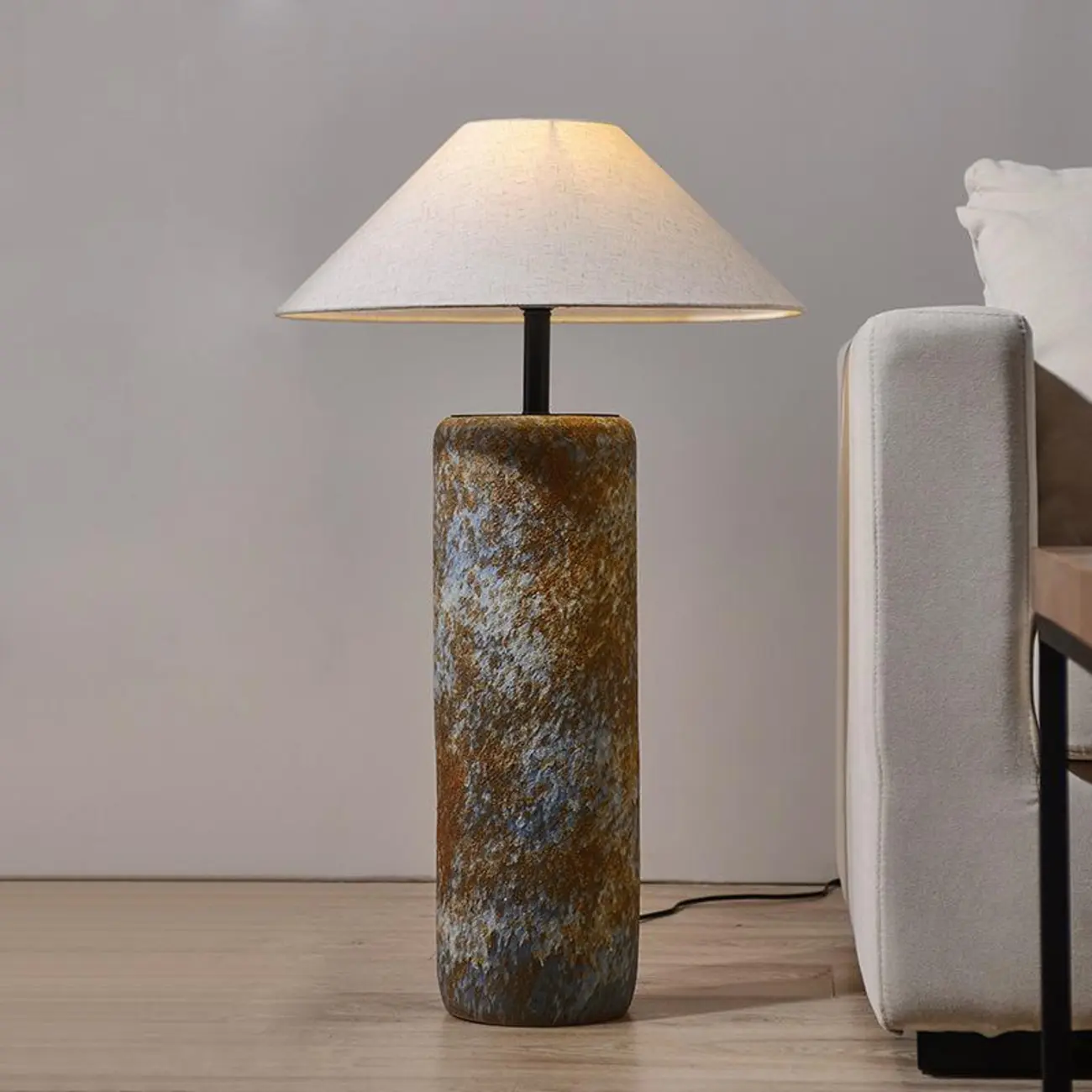 Modern Rustic Ceramic Floor Lamp with Rocker Switch Image - 1 | homeyfad