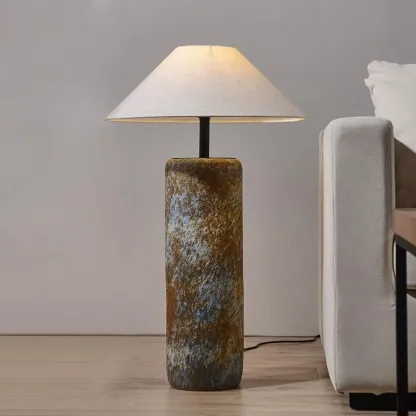 Modern Rustic Ceramic Floor Lamp with Rocker Switch Image - 1