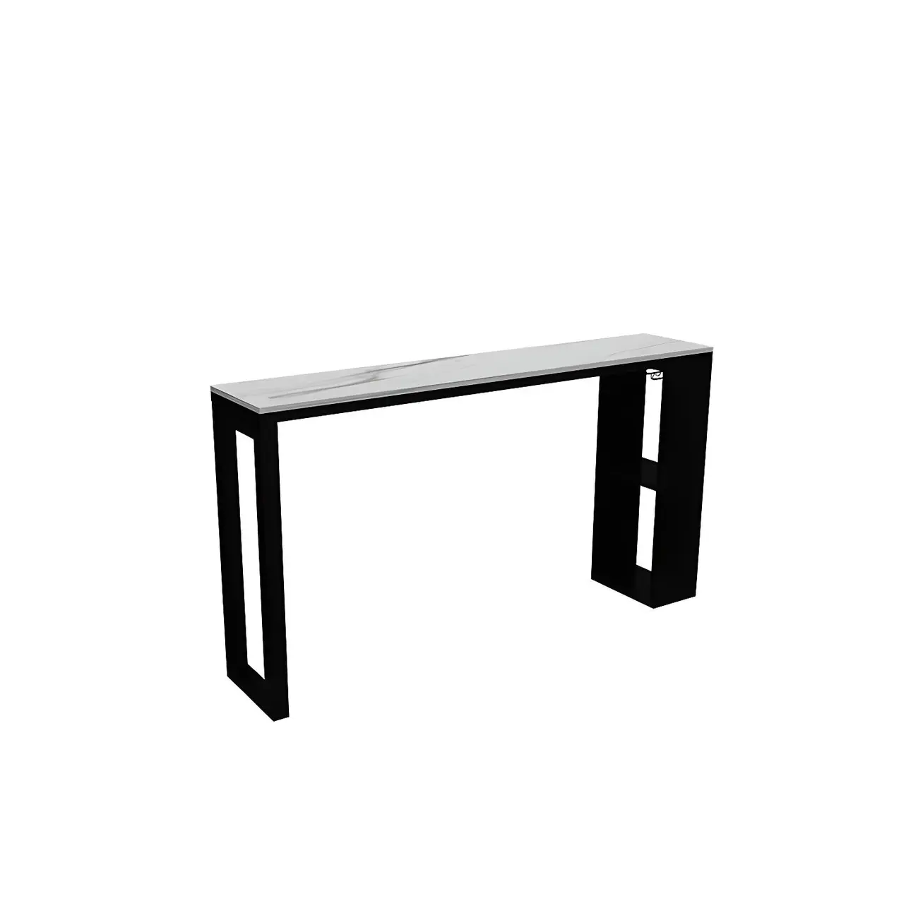 Modern Stone Top Metal Shelves Bar Table with Cup Holder Image - 5 | homeyfad