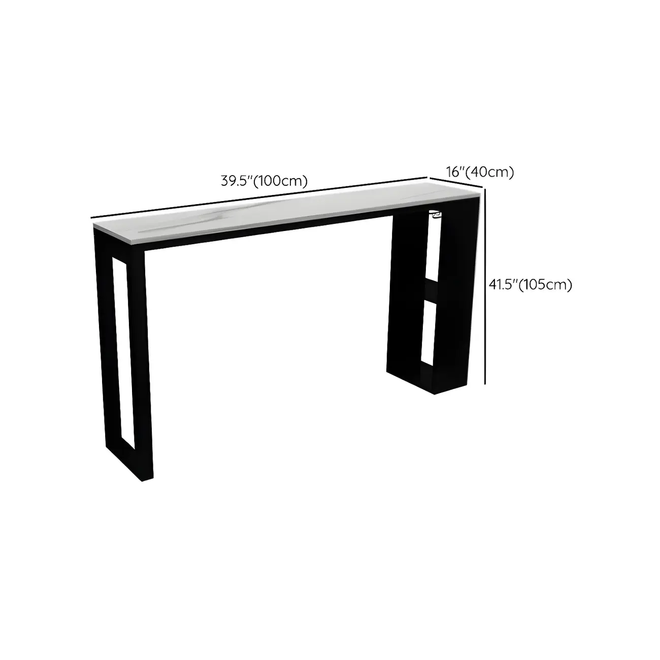 Modern Stone Top Metal Shelves Bar Table with Cup Holder Image - 9 | homeyfad