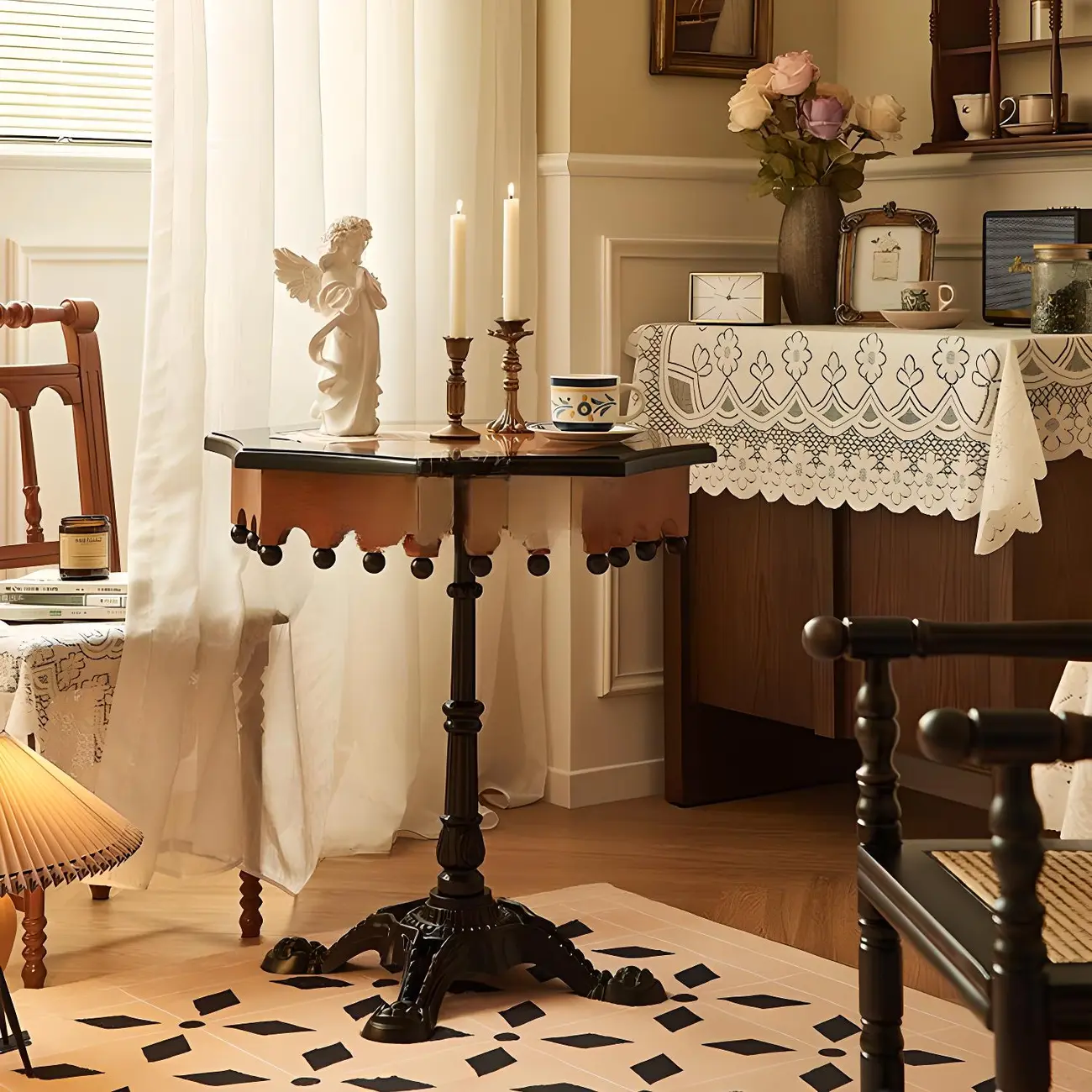 Traditional Octagon Wood Side Table with Pedestal Base for Home Image - 1 | homeyfad