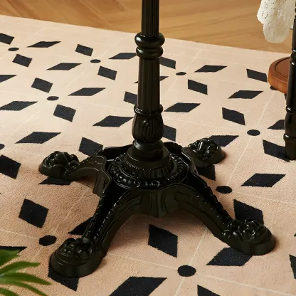 Traditional Octagon Wood Side Table with Pedestal Base for Home Image - 13